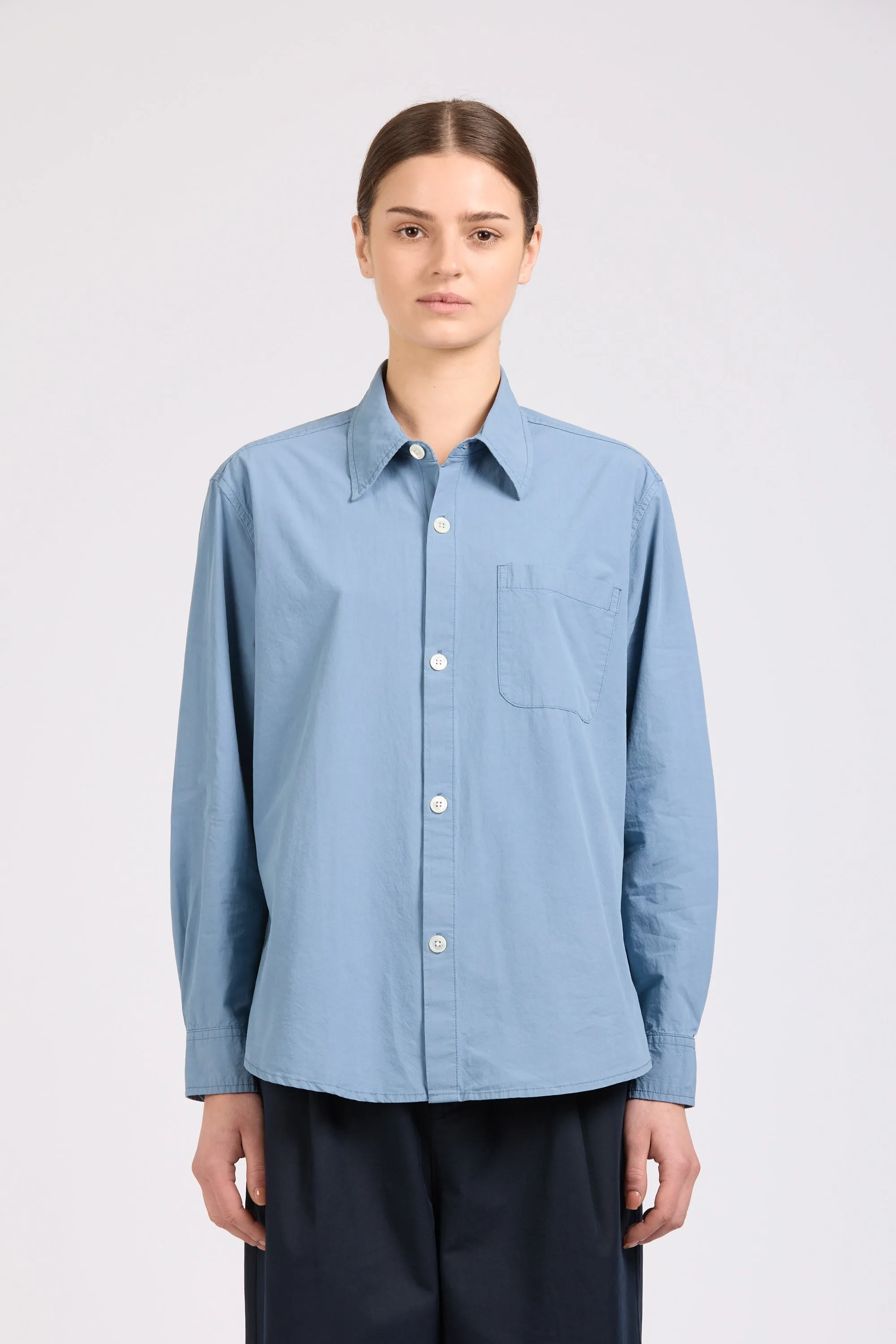 Women's Box Super Shirt, Poplin, Dusty Blue sold by Handsom product image thumbnail 2