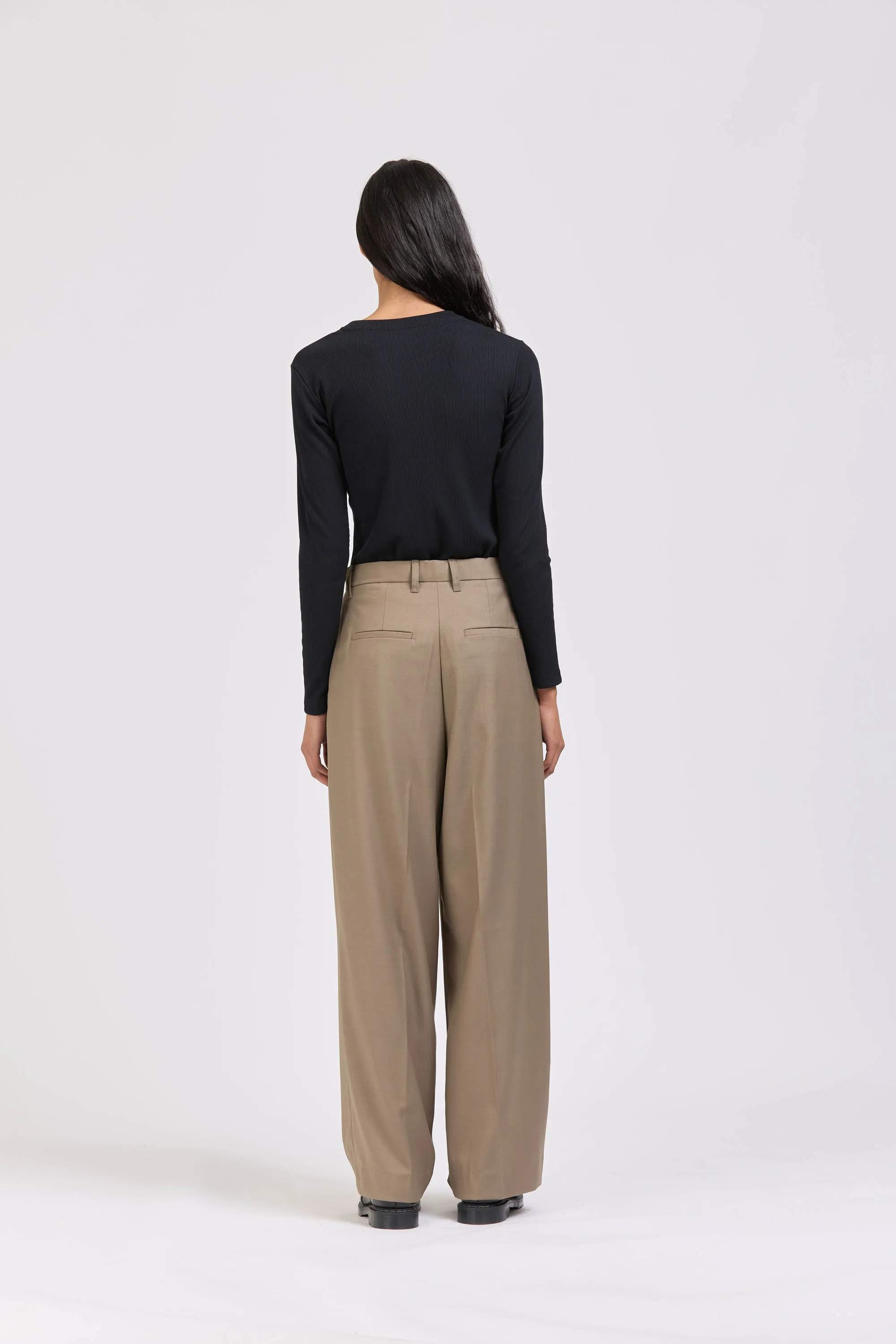 Wool Pleat Pant, Mushroom sold by Handsom product image thumbnail 5
