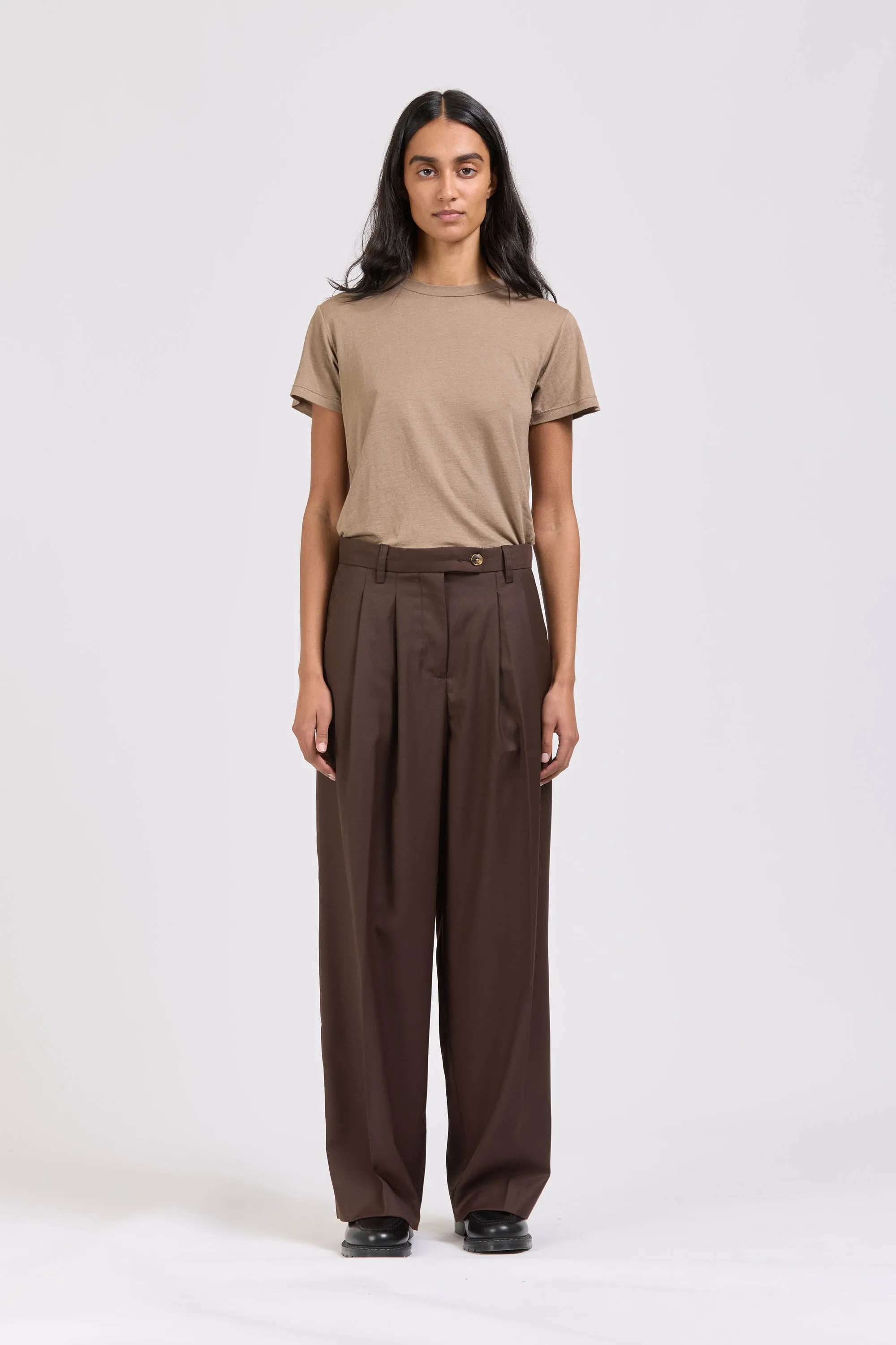 Wool Pleat Pant, Espresso sold by Handsom