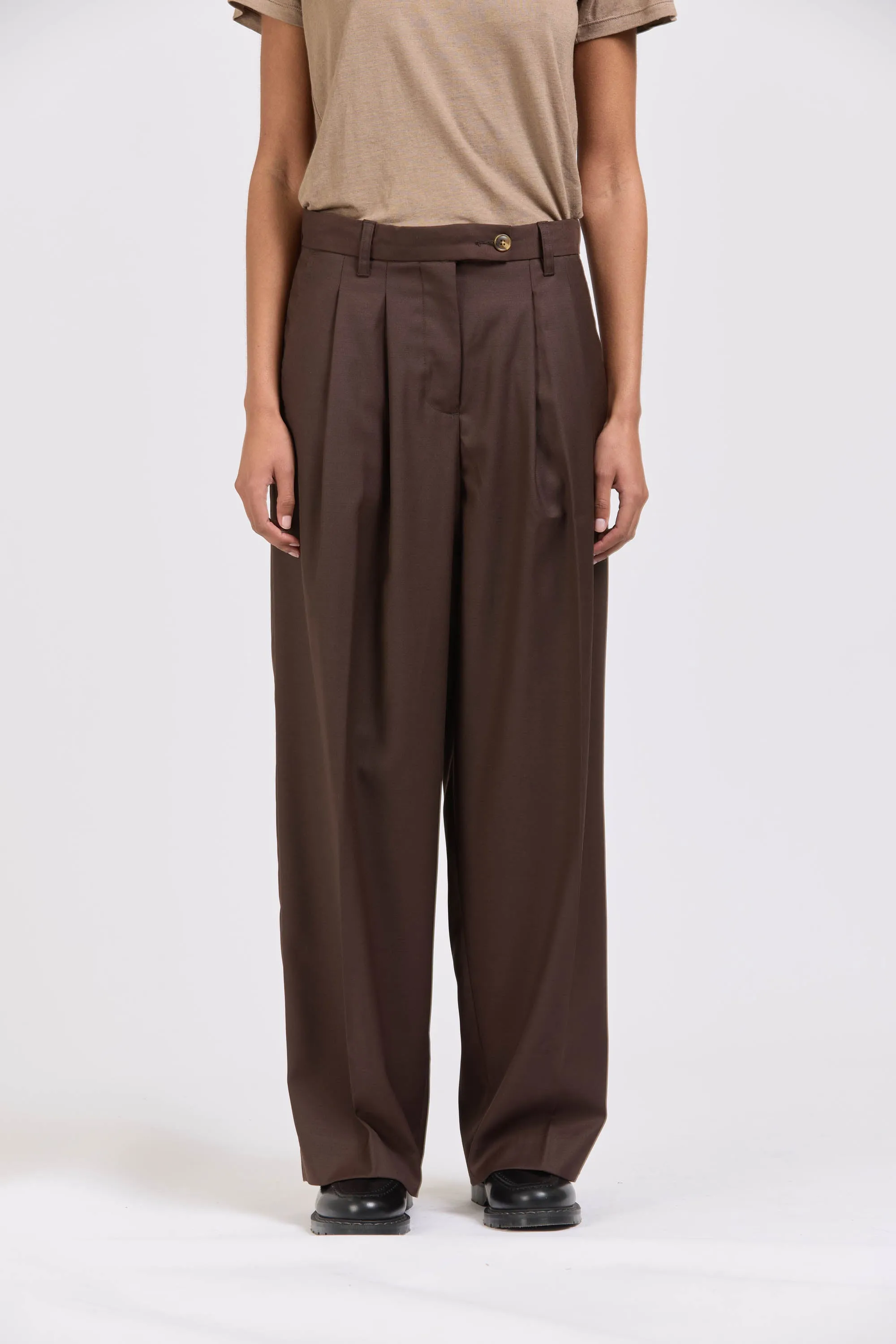 Wool Pleat Pant, Espresso sold by Handsom product image thumbnail 2