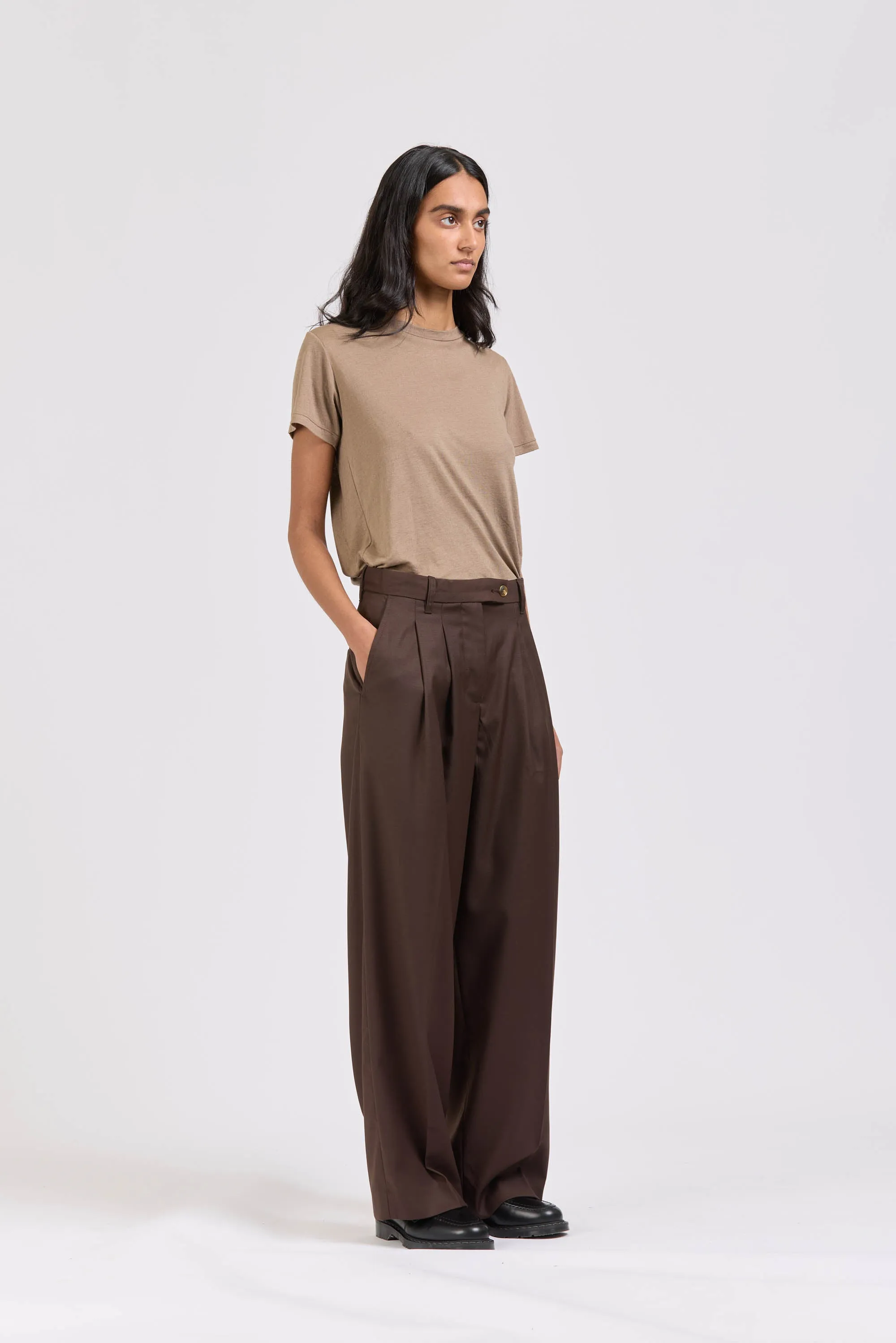 Wool Pleat Pant, Espresso sold by Handsom product image thumbnail 4