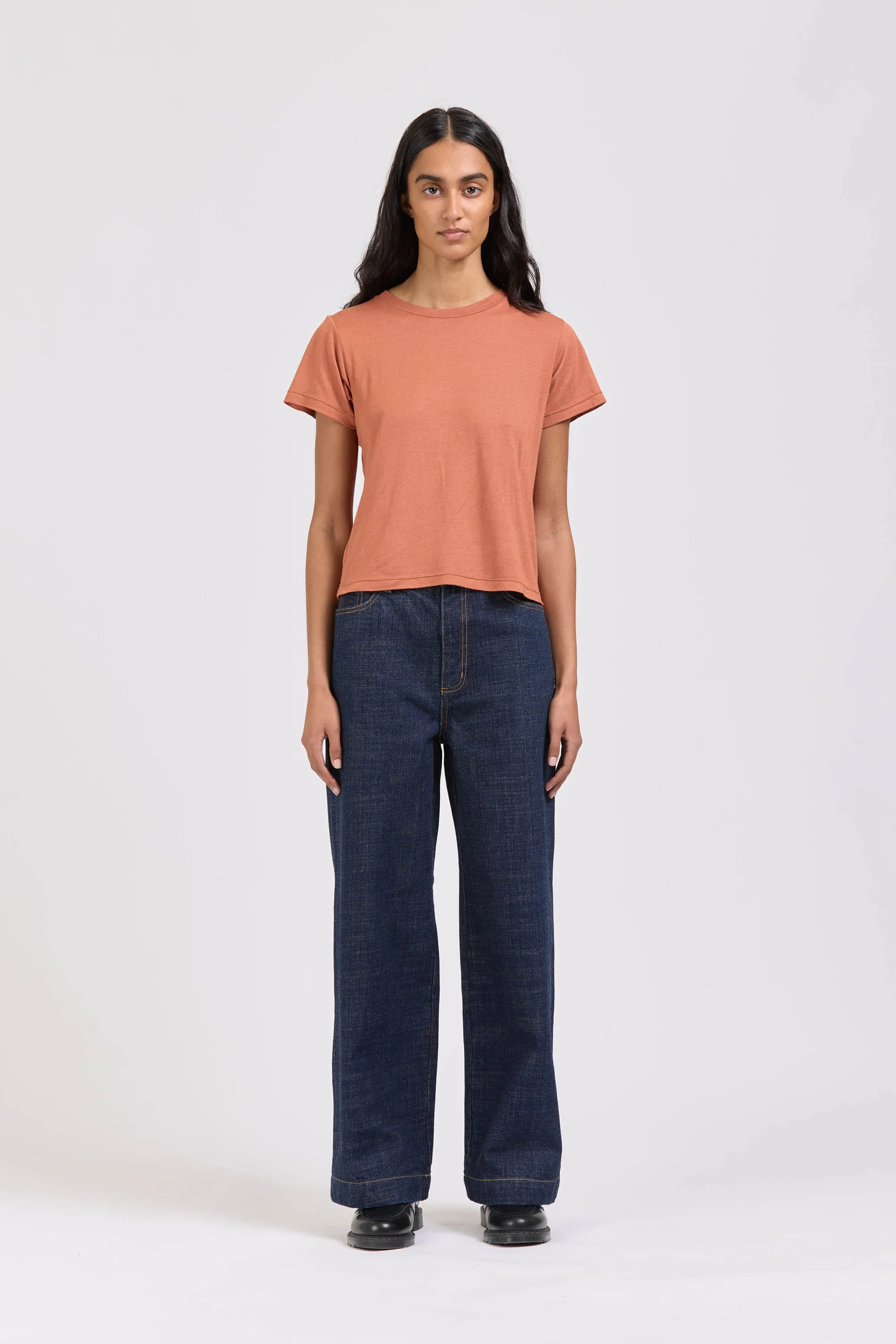 Pop Tee, Linen Jersey, Brick sold by Handsom