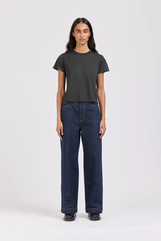 Pop Tee, Linen Jersey, Asphalt sold by Handsom