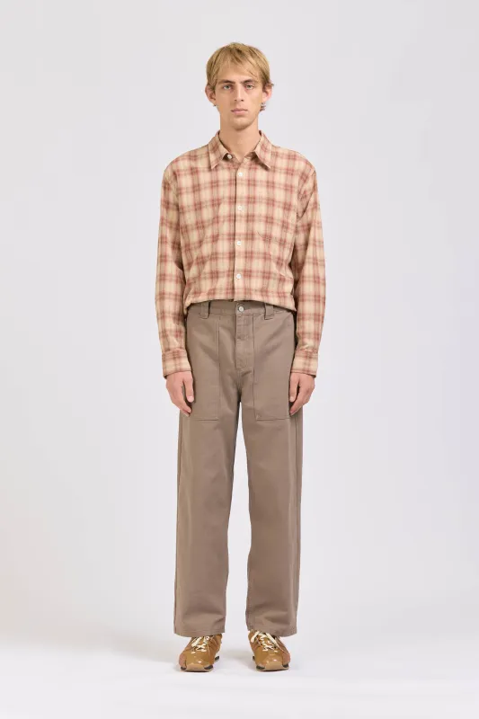 Wide Pant, Heavy Twill, Mushroom sold by Handsom