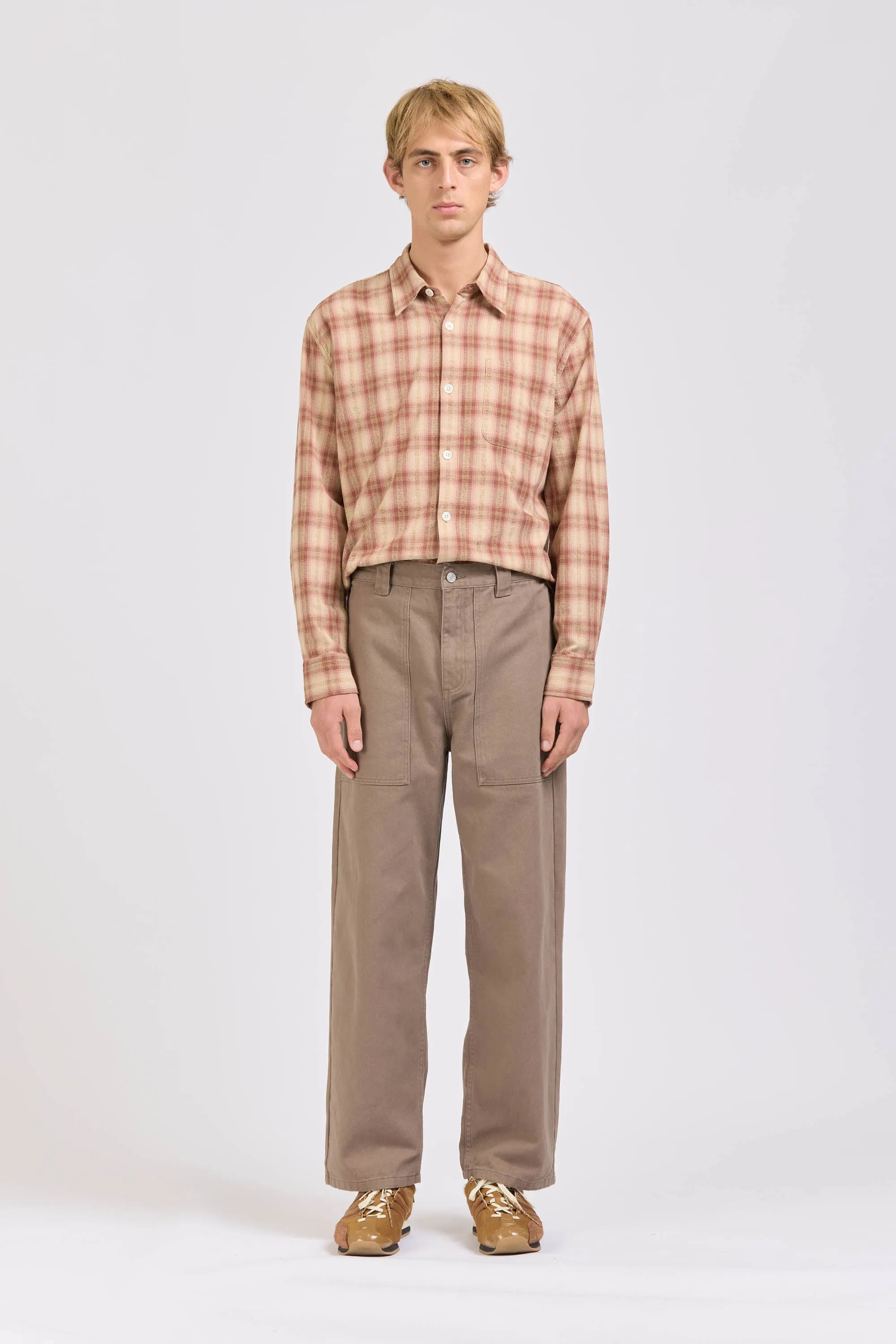 Wide Pant, Heavy Twill, Mushroom sold by Handsom