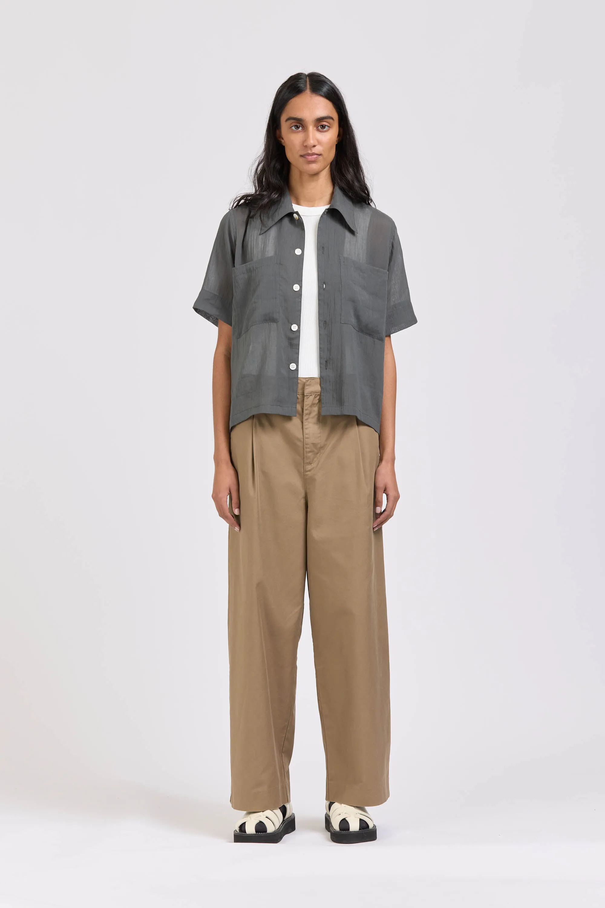 Sheer Pocket Shirt, Charcoal sold by Handsom