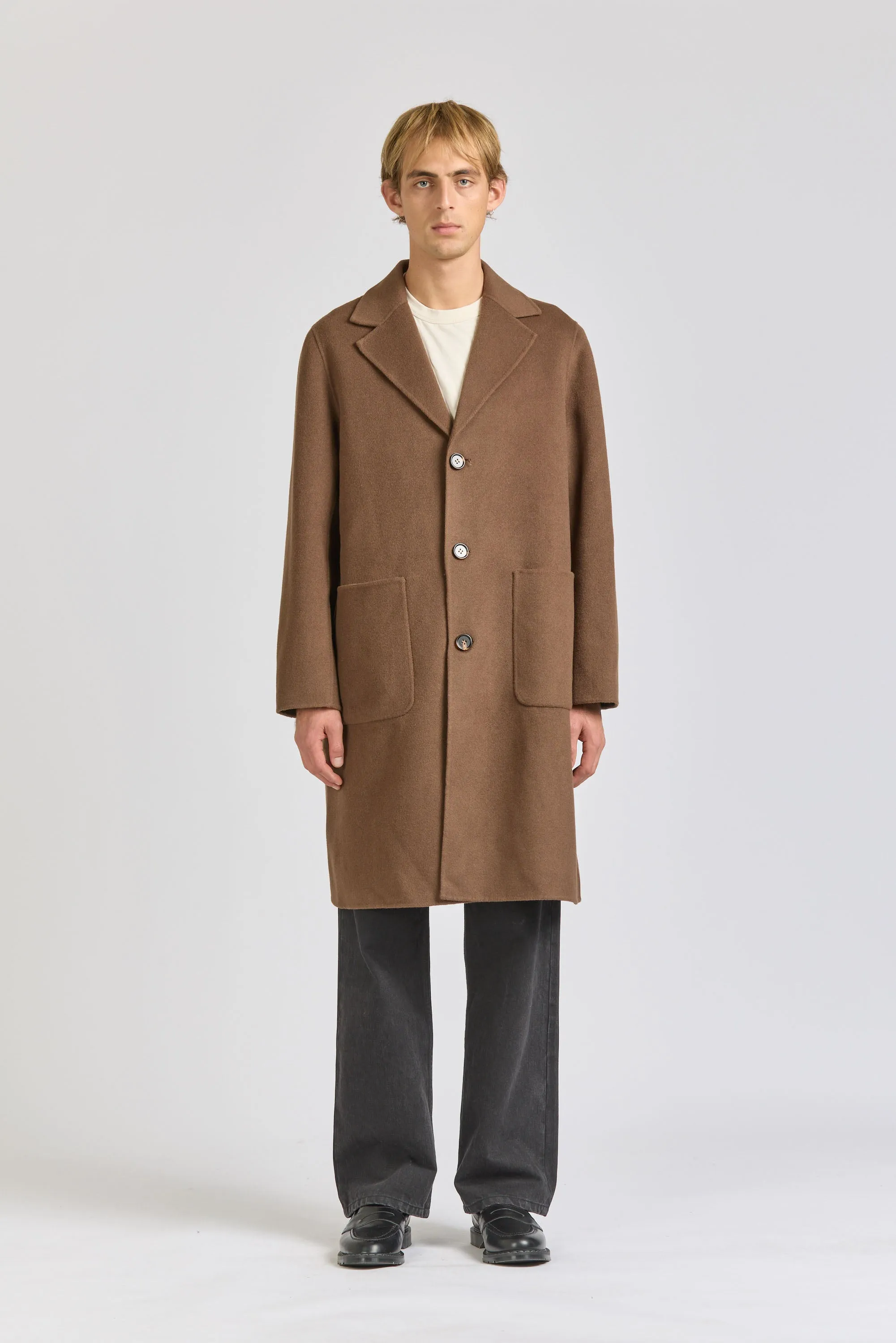 Men's Wool Overcoat, Cocoa sold by Handsom