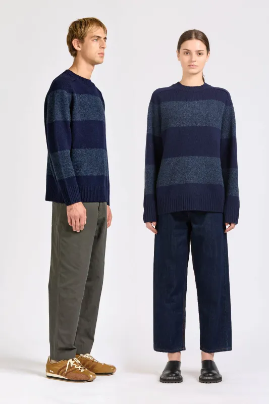 Fisherman Stripe Crew, Blue / Blue sold by Handsom