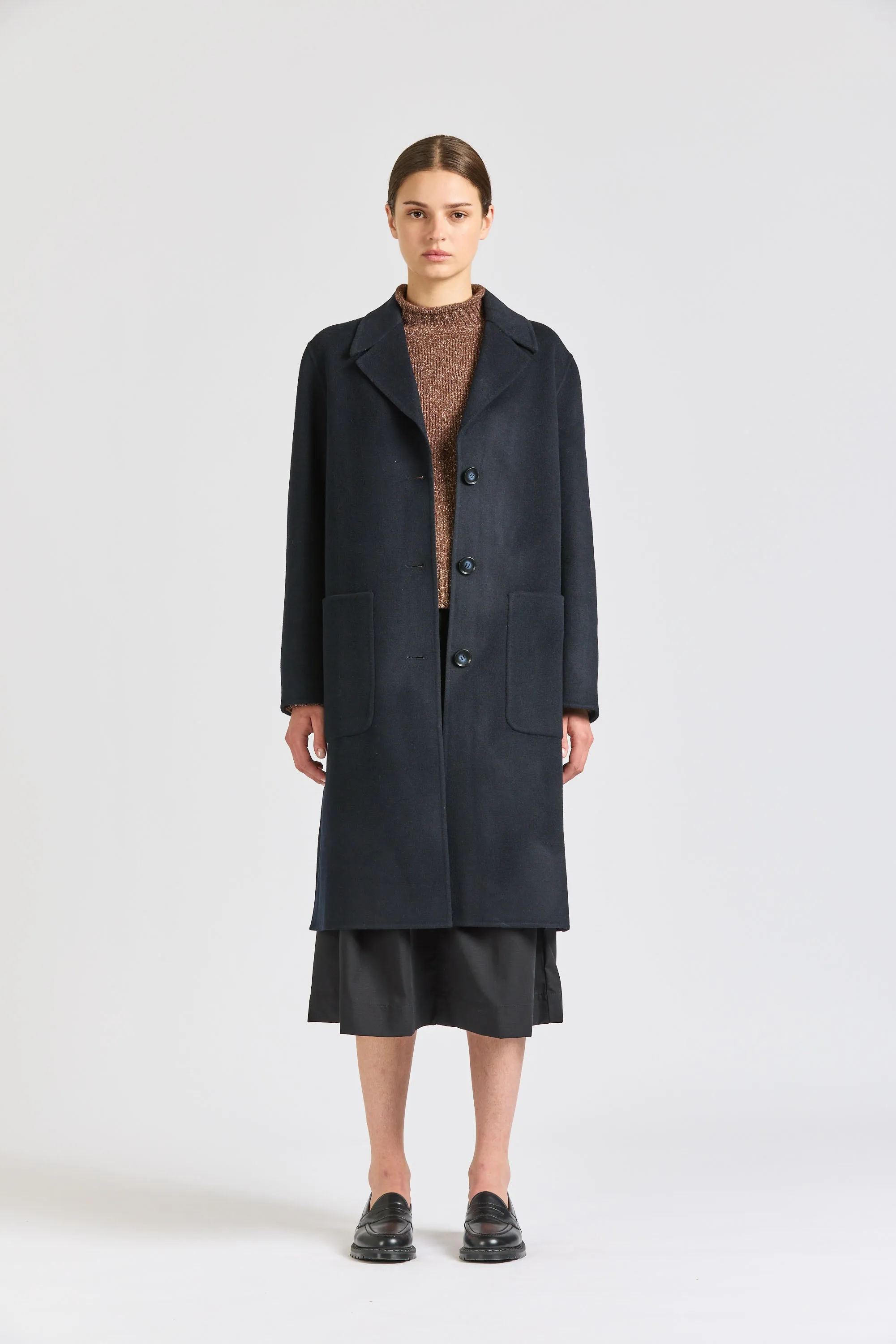 Women's Wool Overcoat, Midnight sold by Handsom product image thumbnail 5