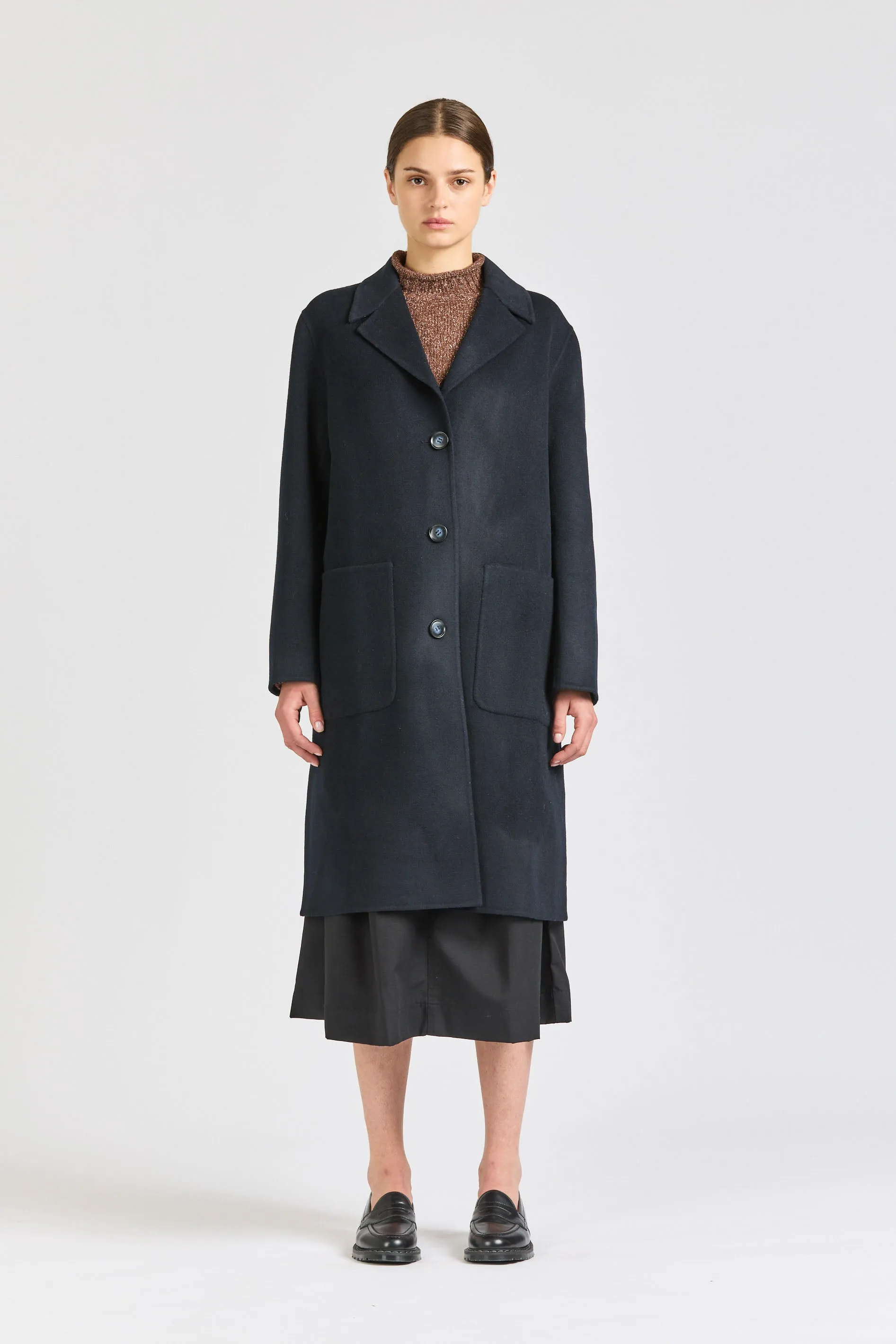 Women's Wool Overcoat, Midnight sold by Handsom