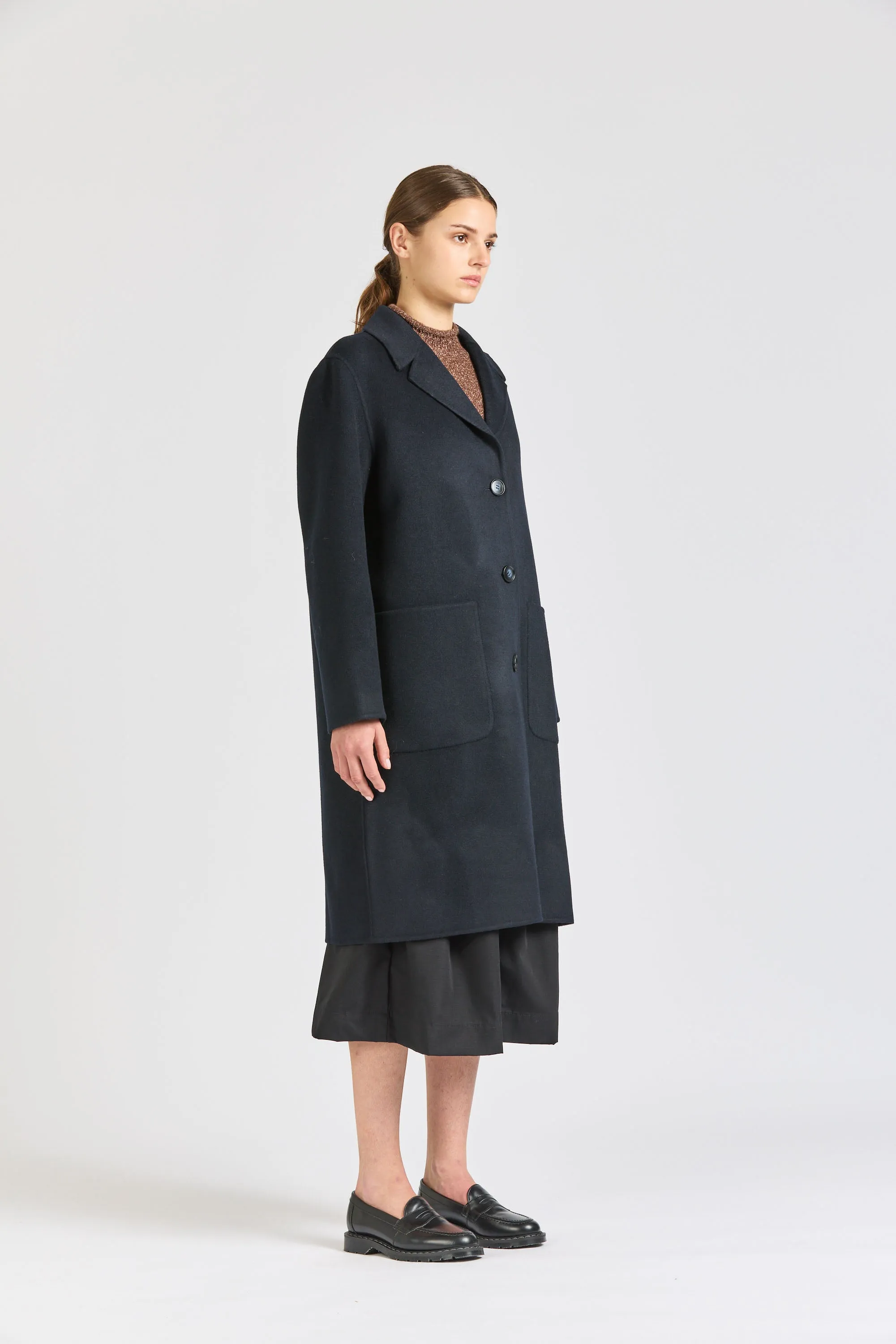 Women's Wool Overcoat, Midnight sold by Handsom product image thumbnail 3