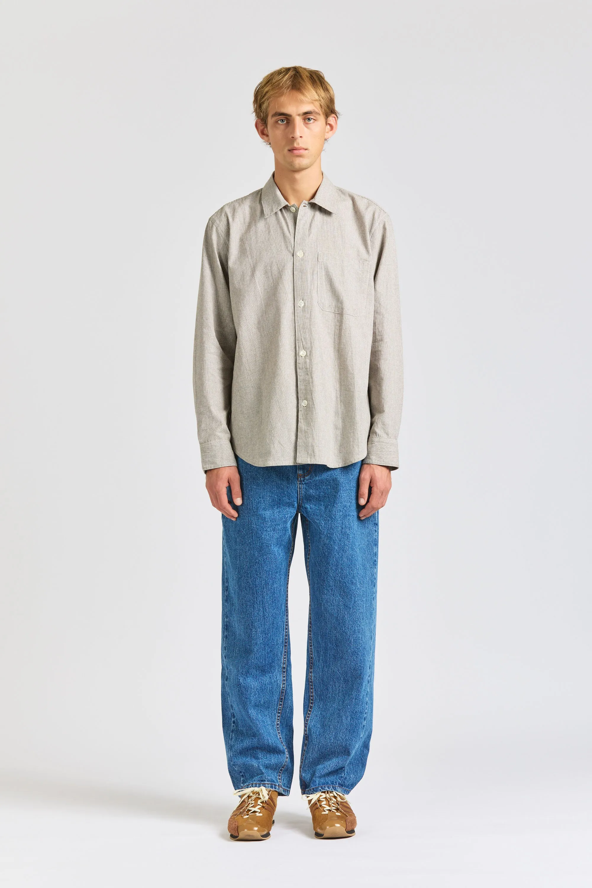Curve Shirt, Puppytooth Linen sold by Handsom product image thumbnail 2