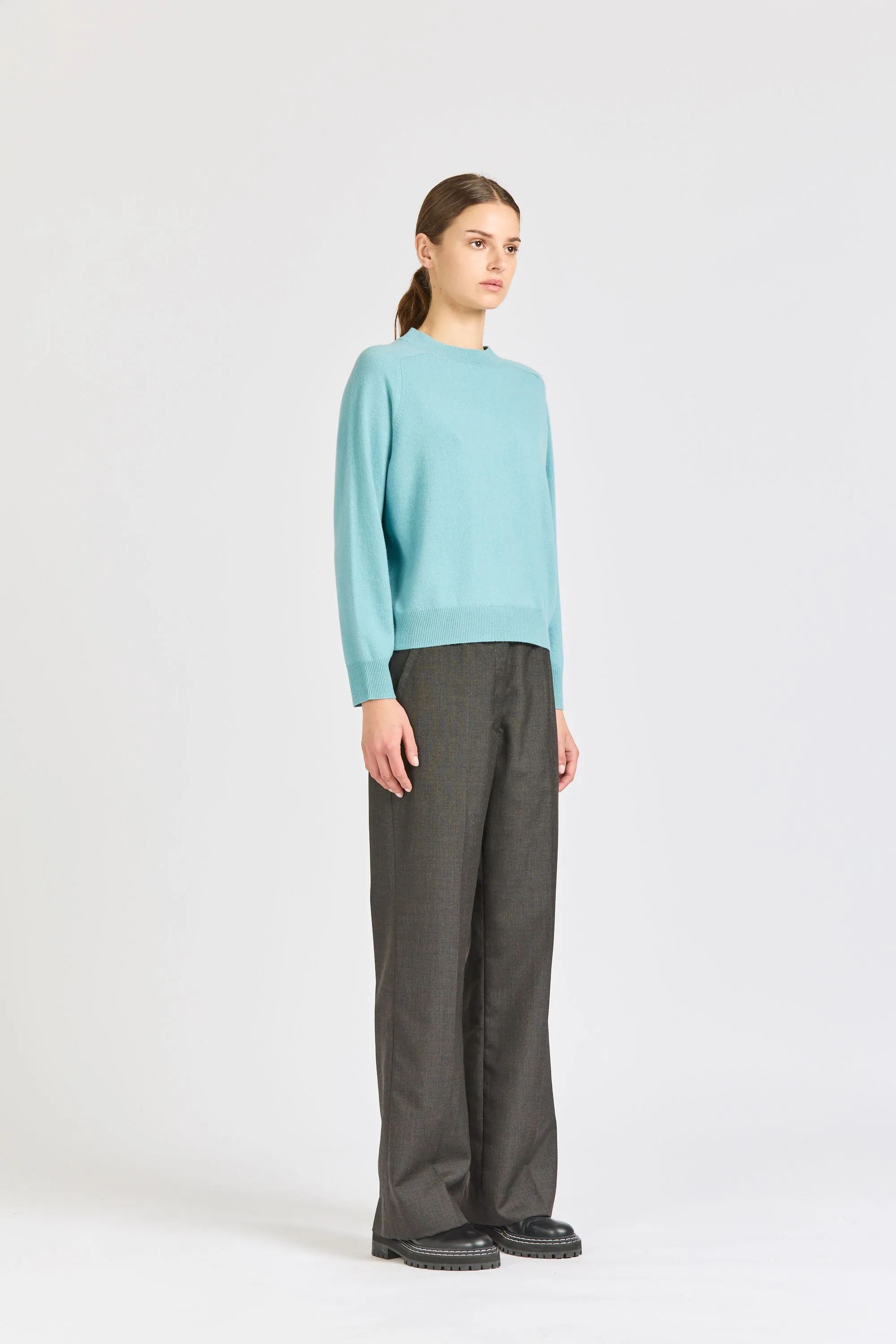 Cropped Merino Saddle Neck, Dusty Blue sold by Handsom product image thumbnail 3