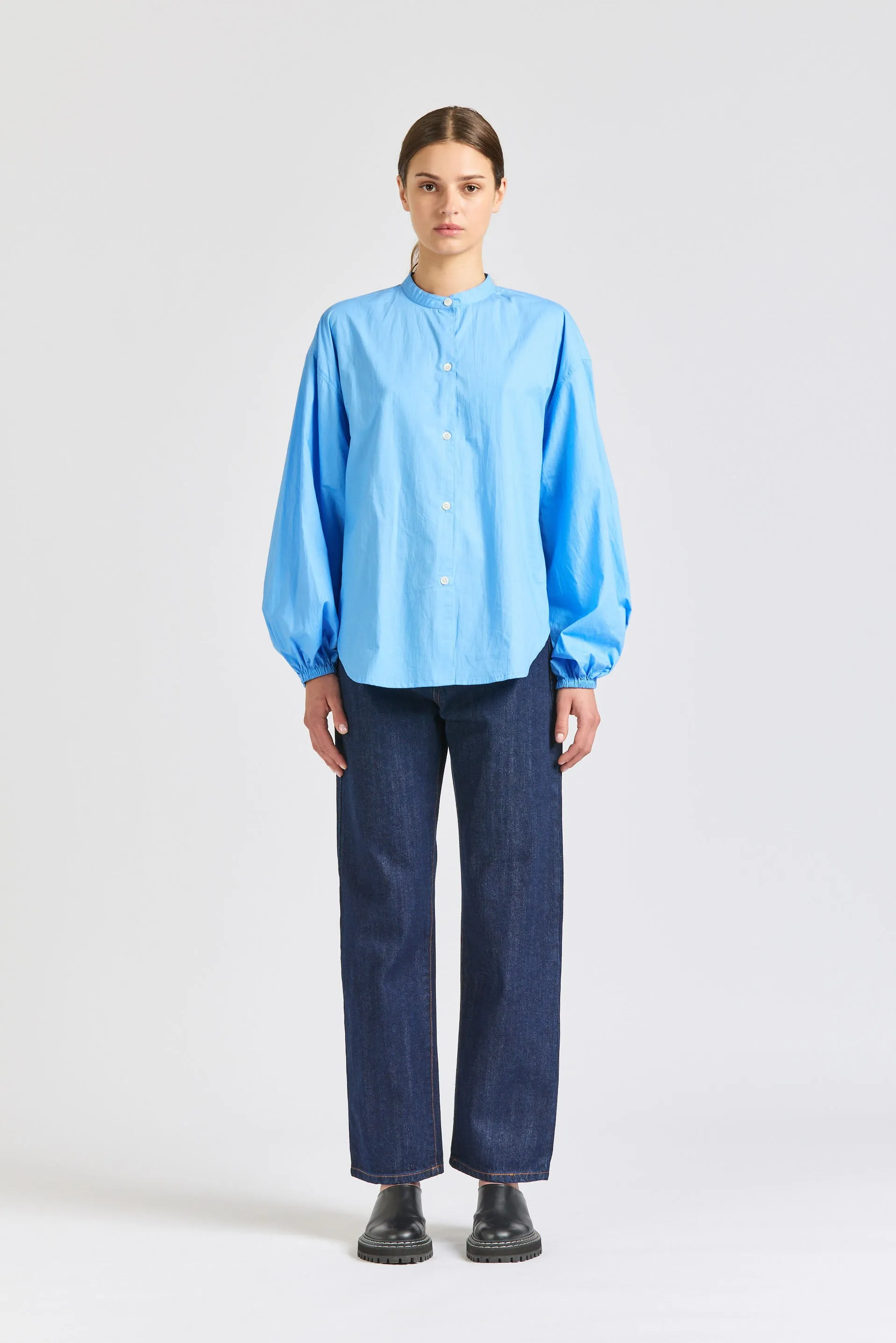 Puff Maxi Shirt, Poplin, Sky sold by Handsom