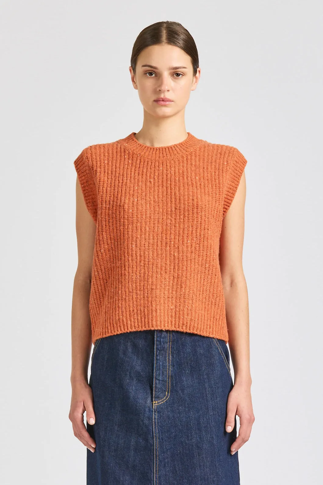 Crofter Crew Vest, Tangerine sold by Handsom product image thumbnail 2