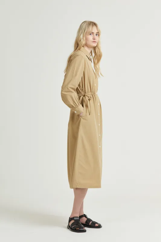 Drawcord Shirt Dress, Sand sold by Handsom