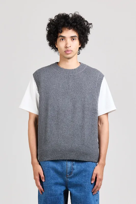 Boucle Crew Vest, Slate sold by Handsom