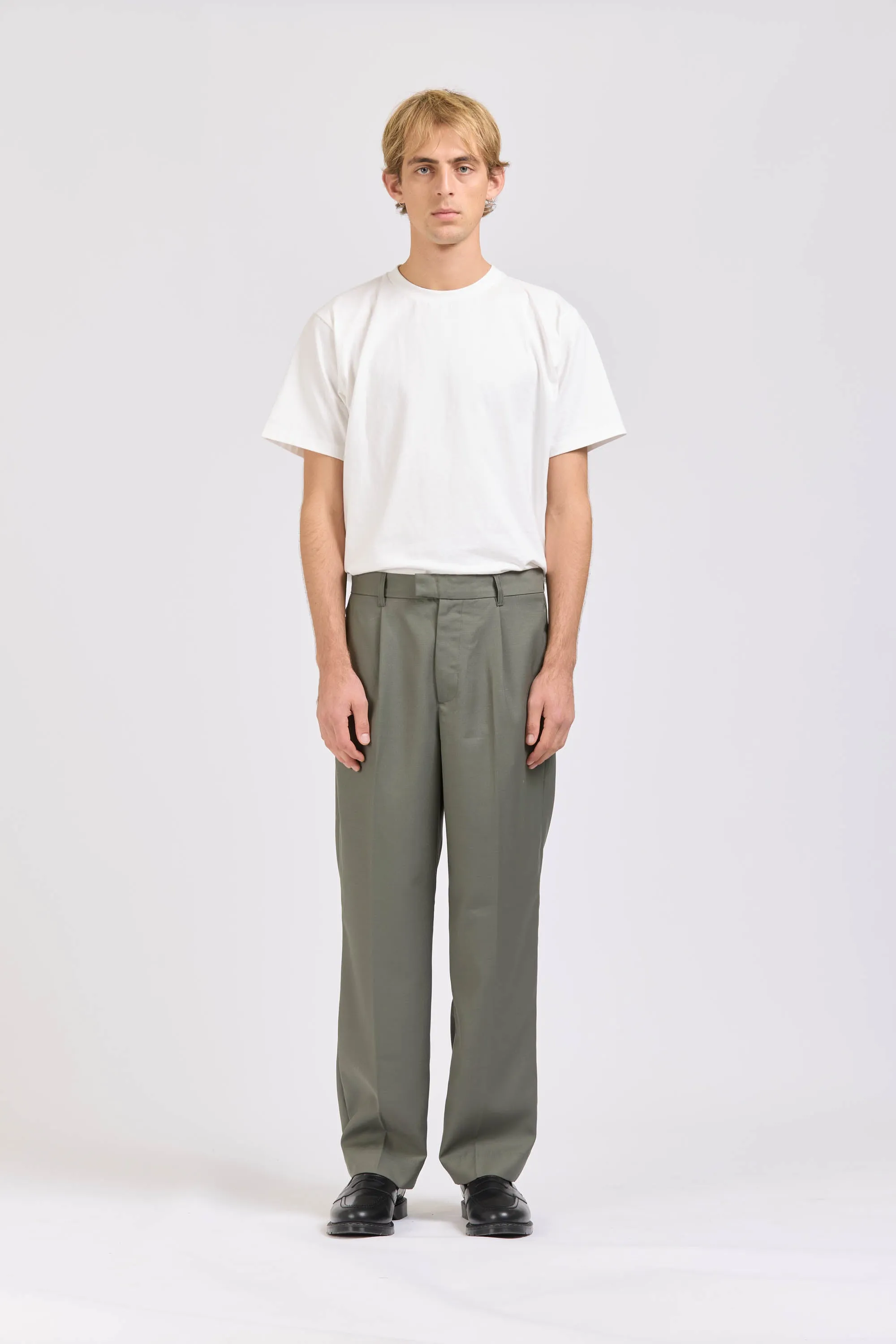 Men's Wool Pleat Pant, Sage sold by Handsom