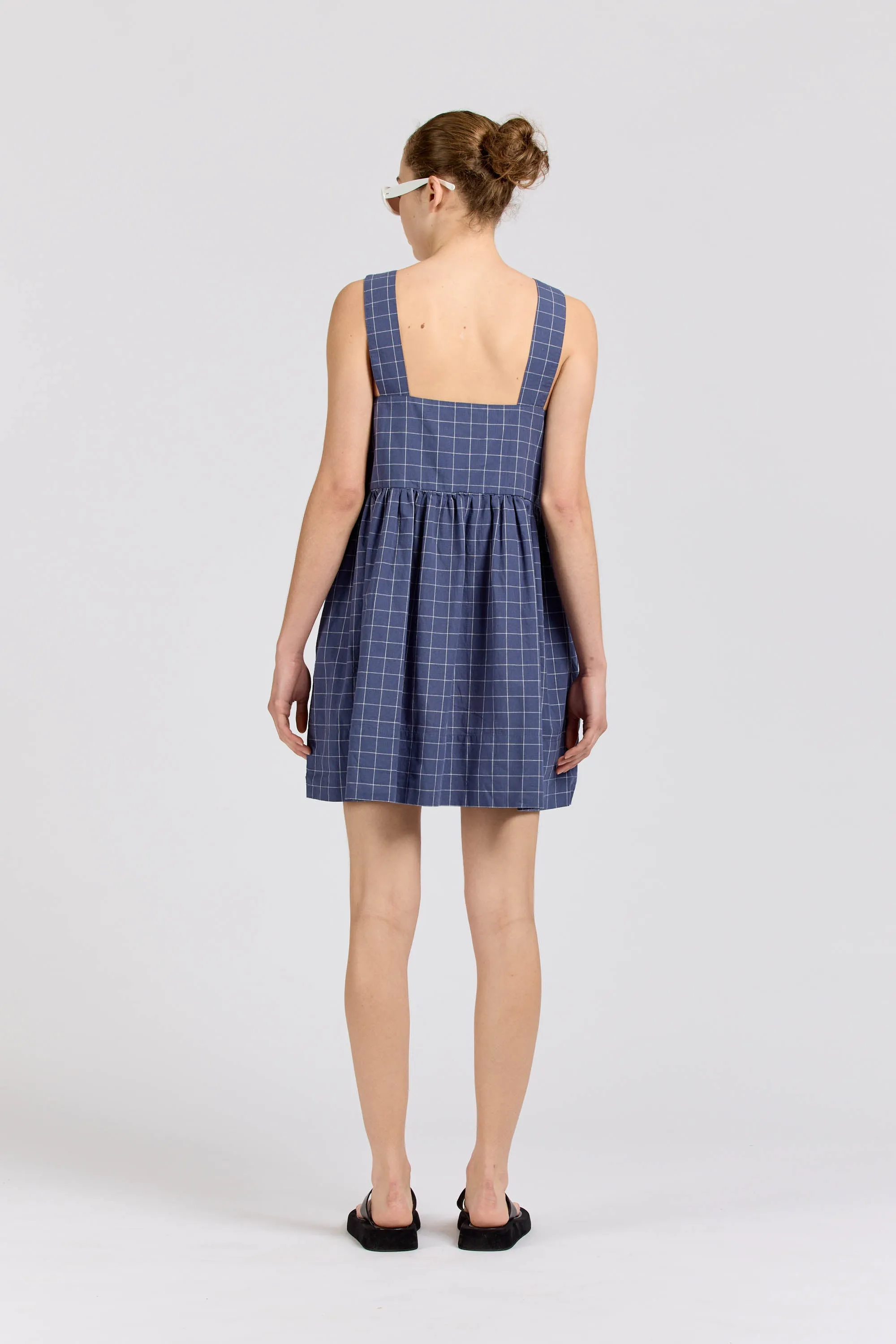 Tie Dress Mini, Square Check, Navy sold by Handsom product image thumbnail 3
