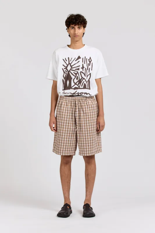 Court Short, Flannel Check, Brown sold by Handsom