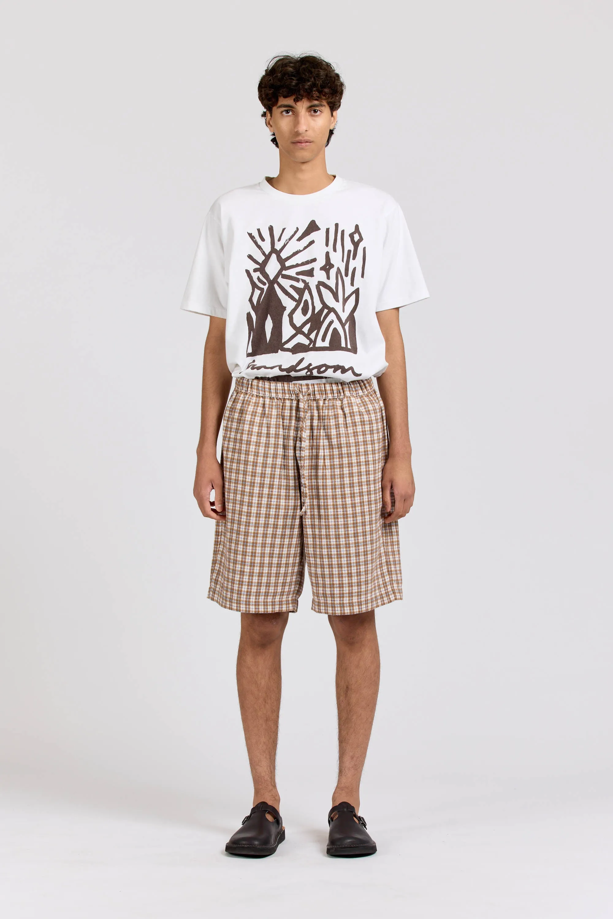 Court Short, Flannel Check, Brown sold by Handsom