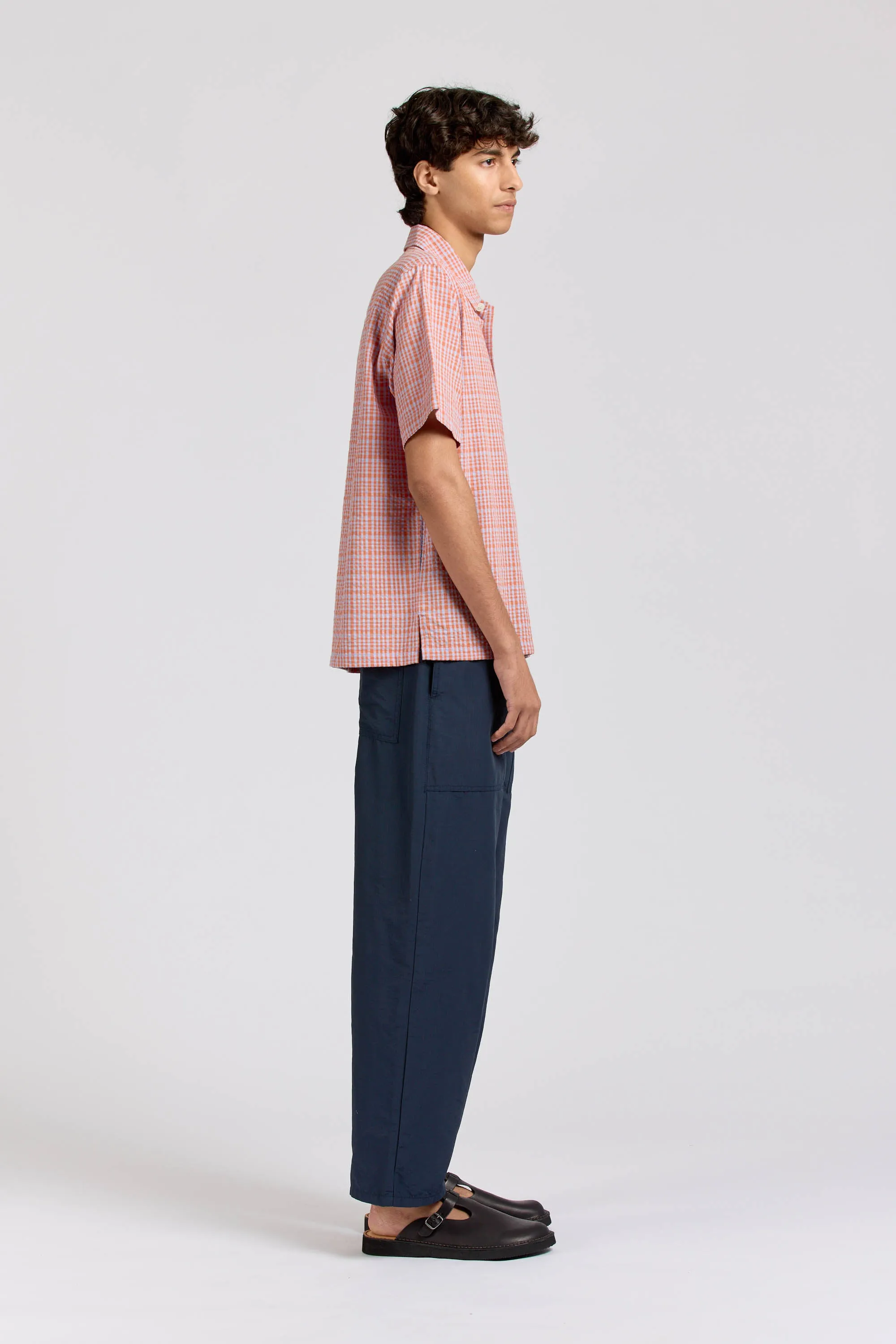 Box Shirt Short Sleeve, Seersucker Check, Orange Lilac sold by Handsom product image thumbnail 4