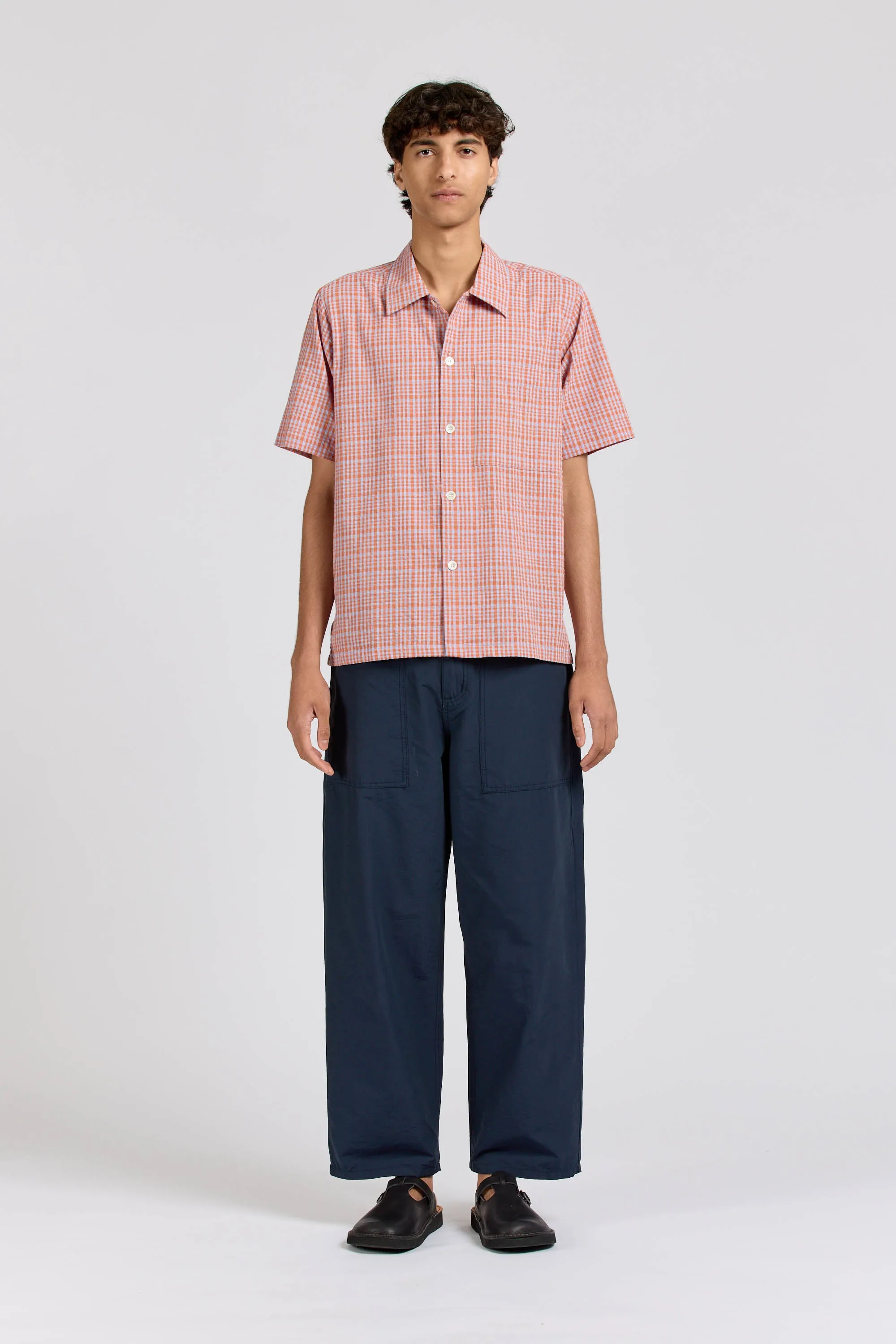 Box Shirt Short Sleeve, Seersucker Check, Orange Lilac sold by Handsom product image thumbnail 2