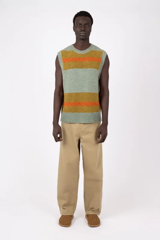 Stripe Crew Vest, Mist sold by Handsom