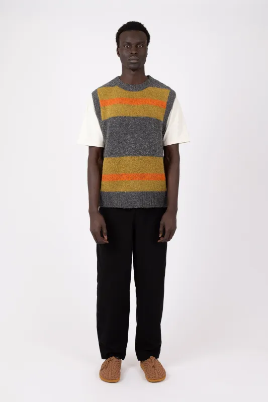 Stripe Crew Vest, Charcoal sold by Handsom