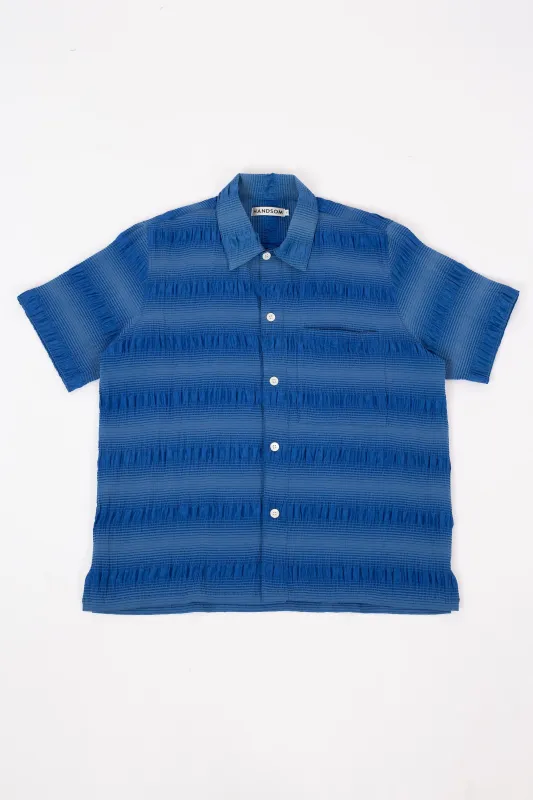 Silk Ruche Box Shirt, Cobalt sold by Handsom