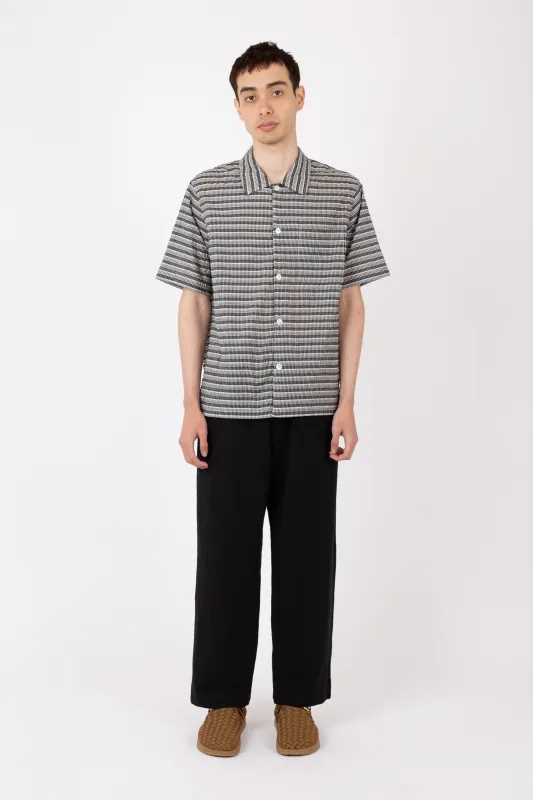 Box Shirt SS, Check Stripe, Black sold by Handsom