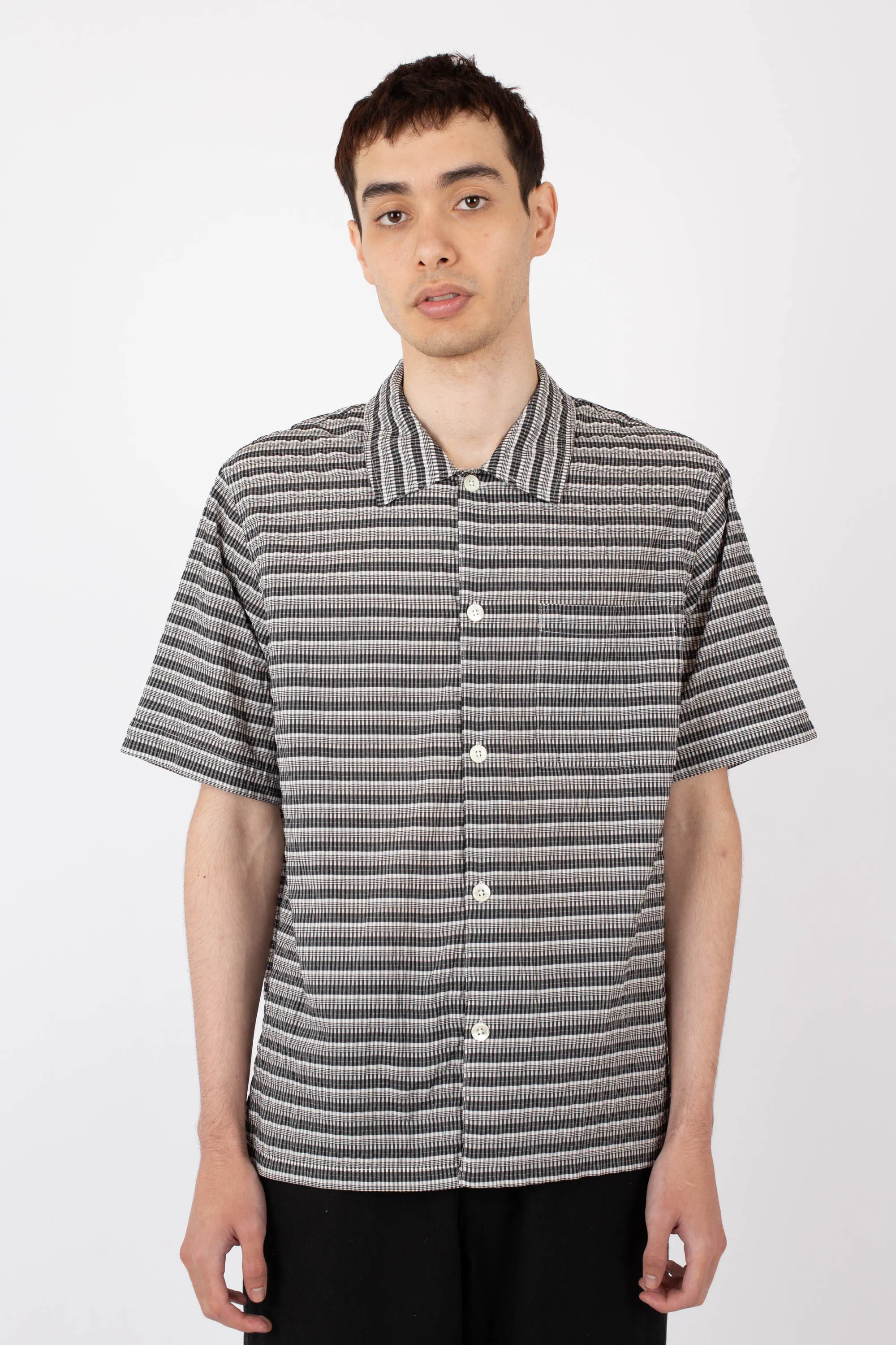 Box Shirt SS, Check Stripe, Black sold by Handsom product image thumbnail 2