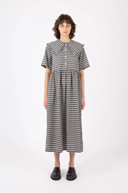 Big Frill Midi, Check Stripe, Black sold by Handsom