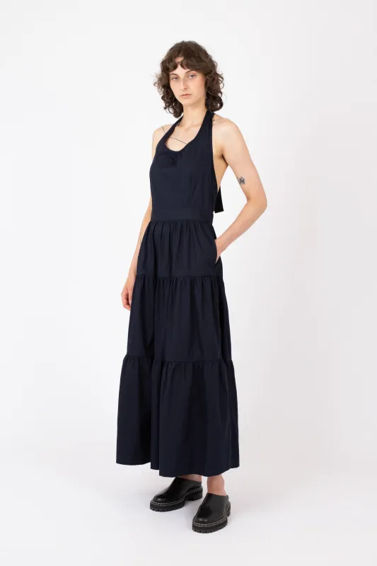 Poplin Halter Maxi Dress, Ink sold by Handsom