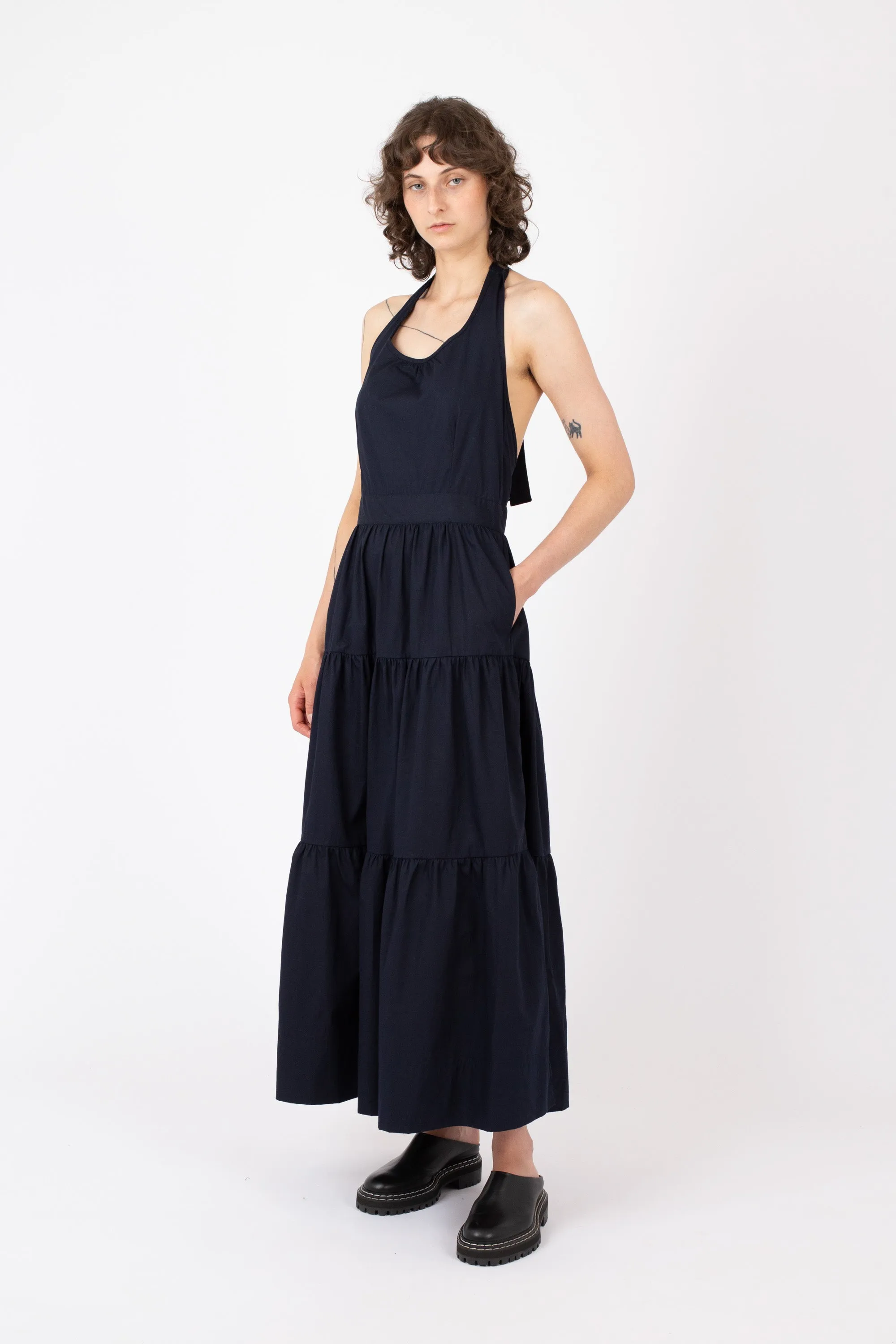 Poplin Halter Maxi Dress, Ink sold by Handsom
