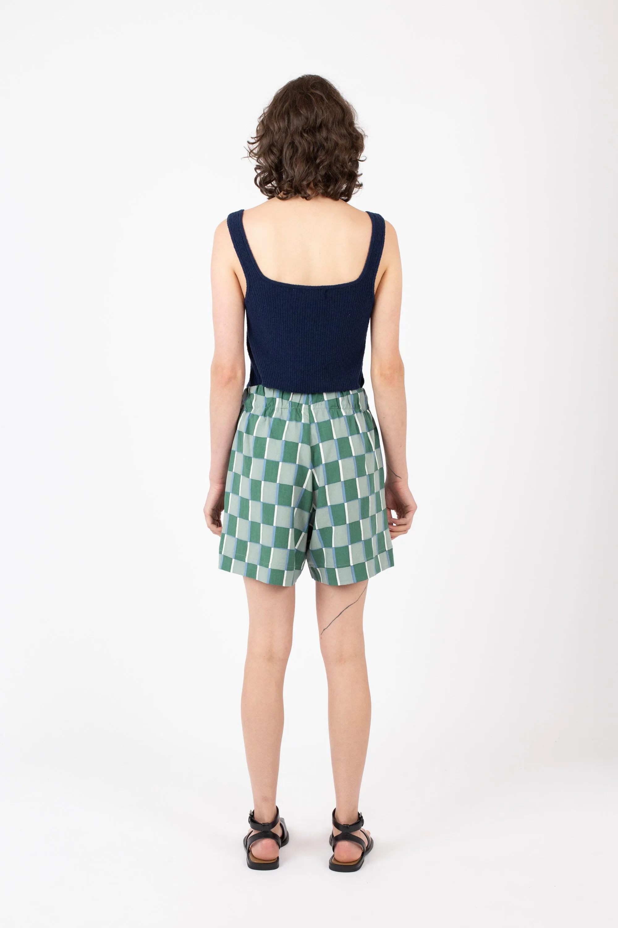 Soda Shorts, Checkerboard Print, Sage sold by Handsom product image thumbnail 4