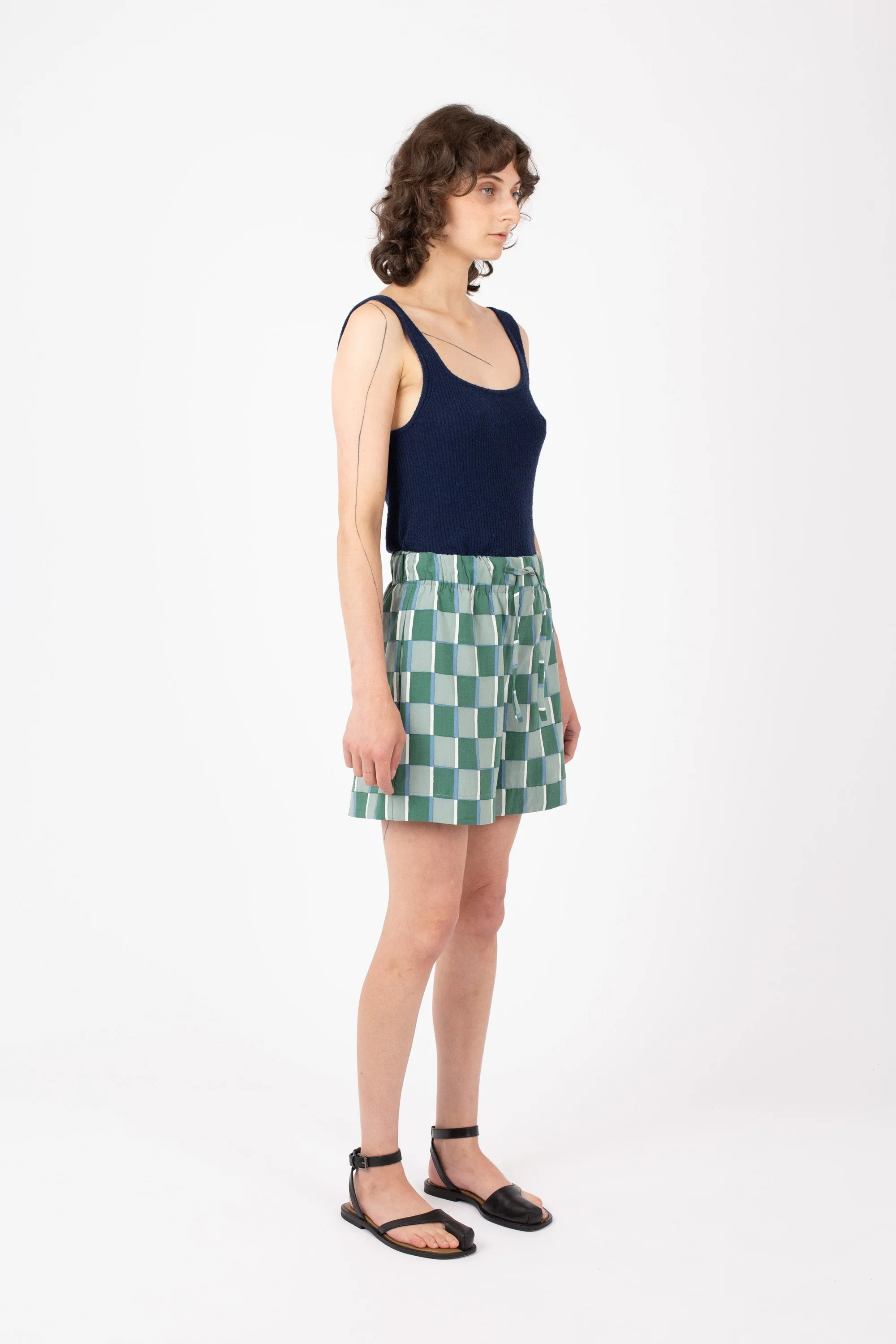 Soda Shorts, Checkerboard Print, Sage sold by Handsom product image thumbnail 3