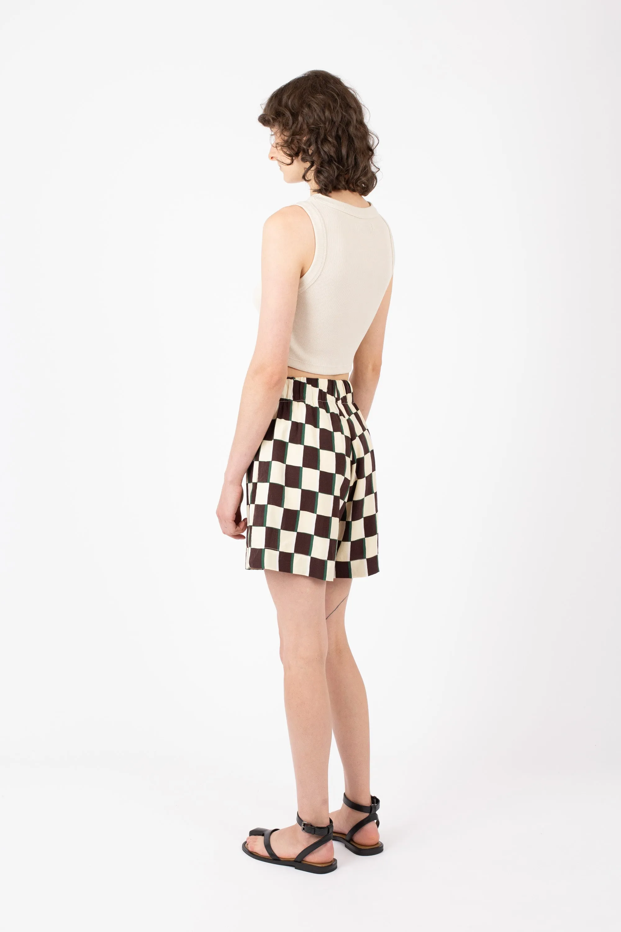 Soda Shorts, Checkerboard Print, Sand sold by Handsom product image thumbnail 4