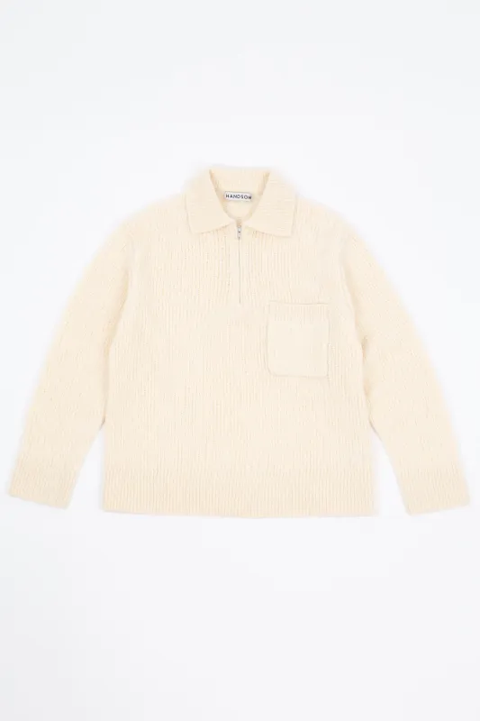Everest Zip Knit, Ecru sold by Handsom