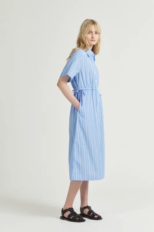 Drawcord Shirt Dress SS, Blue Stripe sold by Handsom