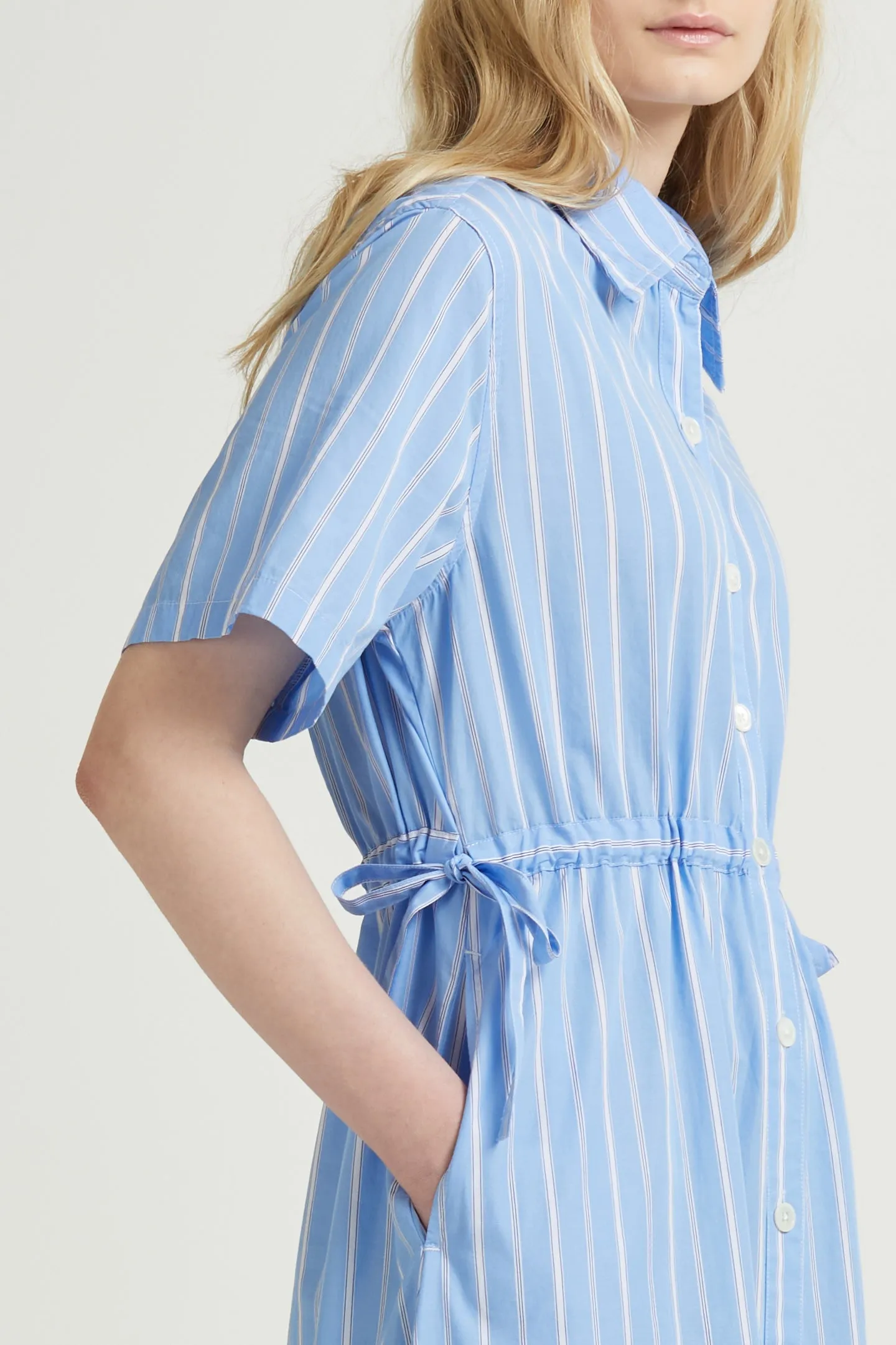 Drawcord Shirt Dress SS, Blue Stripe sold by Handsom product image thumbnail 2