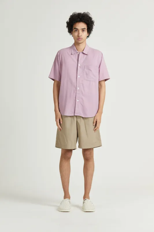 Short Sleeve Curve Shirt, Raw Silk, Lotus sold by Handsom