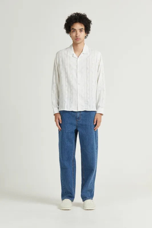 Mid West Long Sleeve, Binary Dobby, White sold by Handsom