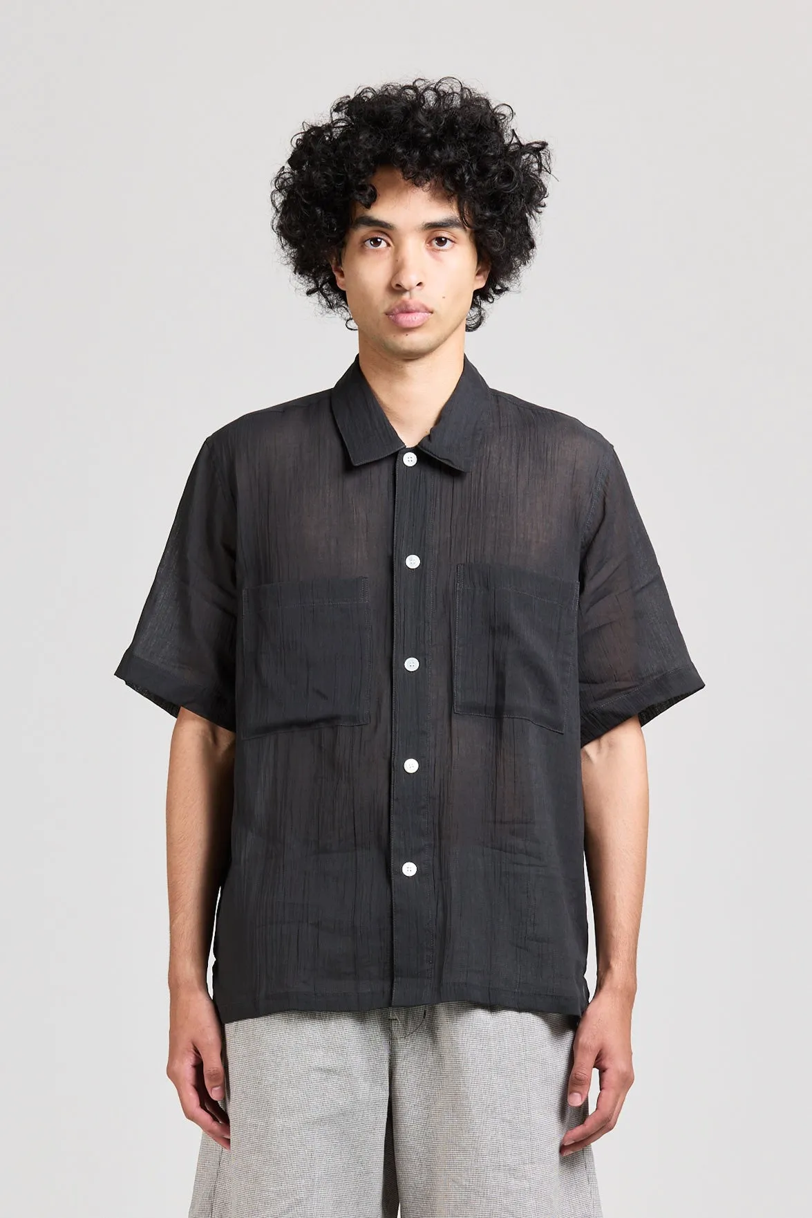 Sheer Box Short Sleeve, Cotton Ramie, Charcoal sold by Handsom product image thumbnail 2