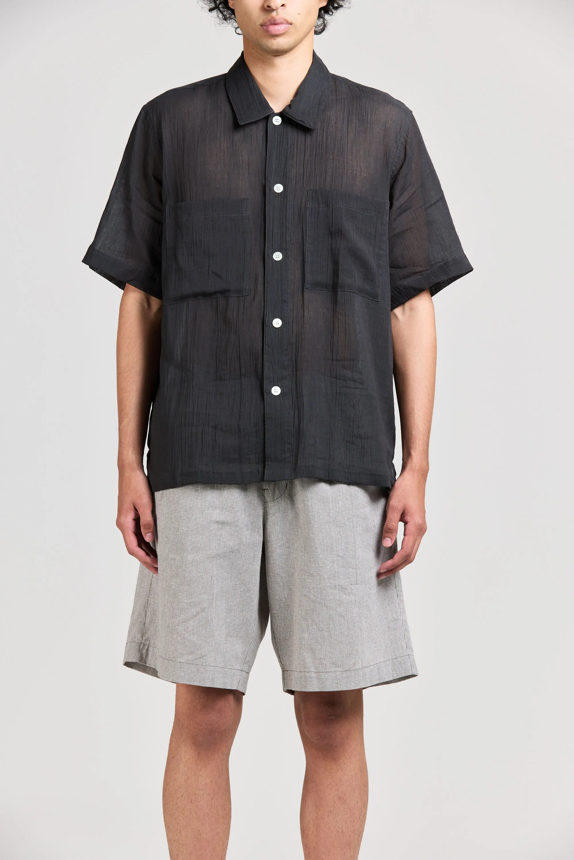 Sheer Box Short Sleeve, Cotton Ramie, Charcoal sold by Handsom product image thumbnail 3