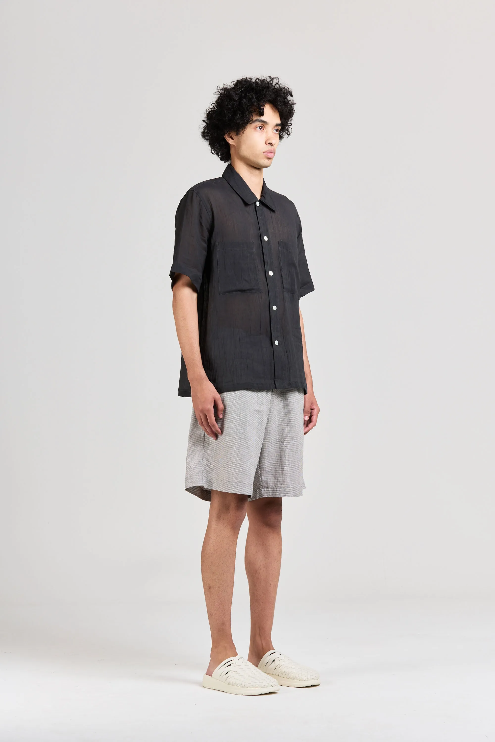 Sheer Box Short Sleeve, Cotton Ramie, Charcoal sold by Handsom product image thumbnail 4