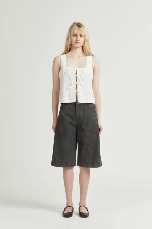 Poplin Tie Top, White sold by Handsom