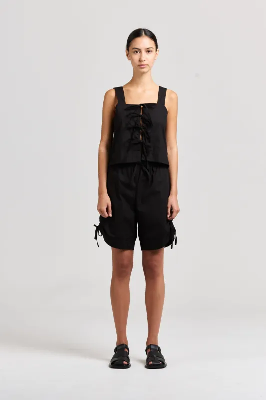 Poplin Tie Top, Black sold by Handsom