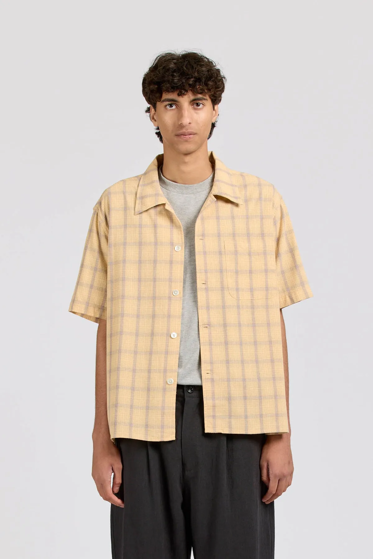 Extra Shirt Short Sleeve, Yellow Grey Check sold by Handsom