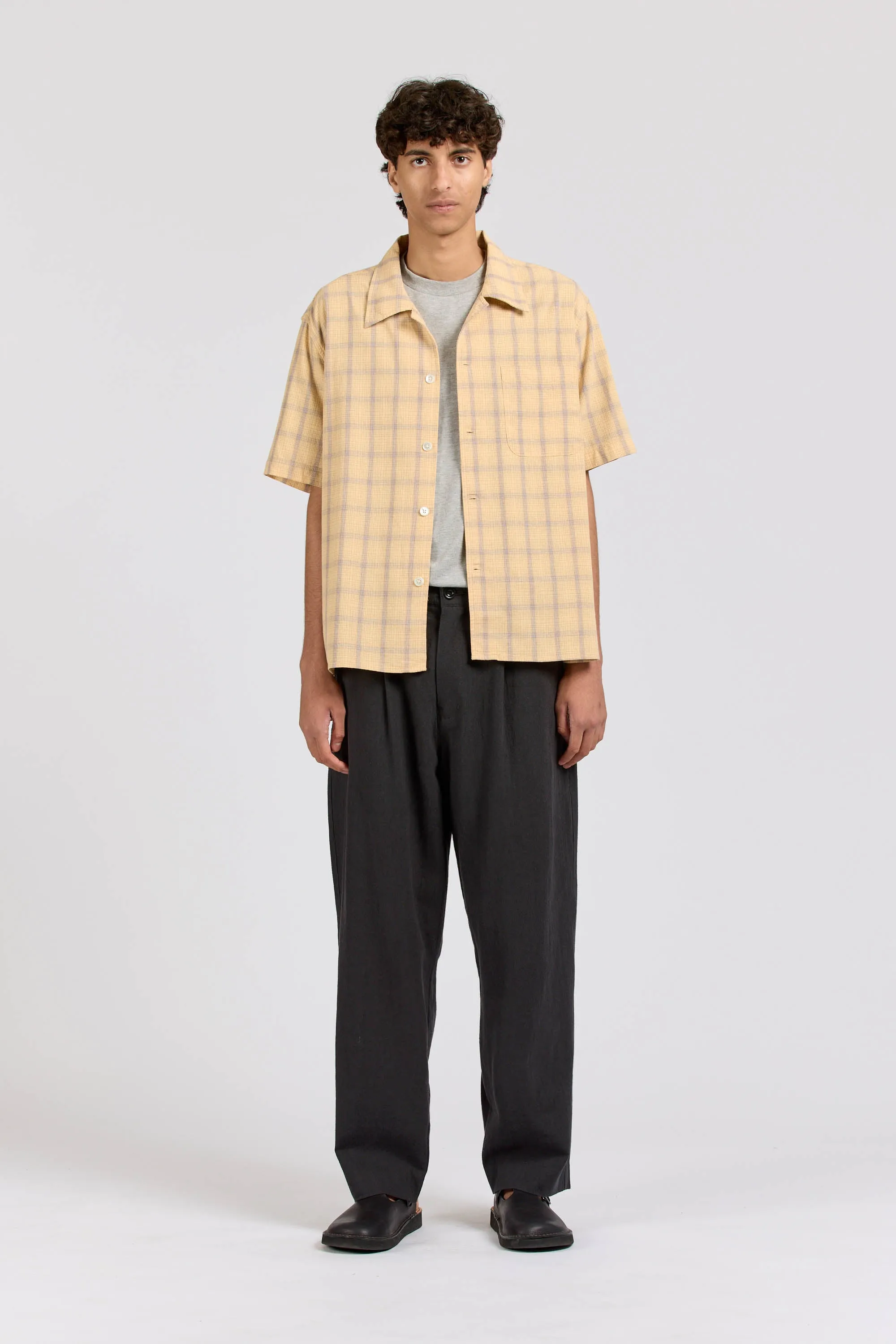 Extra Shirt Short Sleeve, Yellow Grey Check sold by Handsom product image thumbnail 3